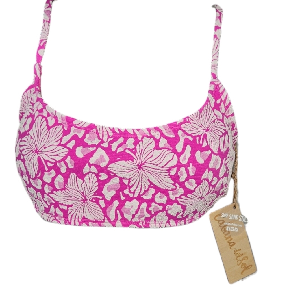 NWT Cabana Del Sol Hawaiian Floral Adjustable Strap Bikini Top